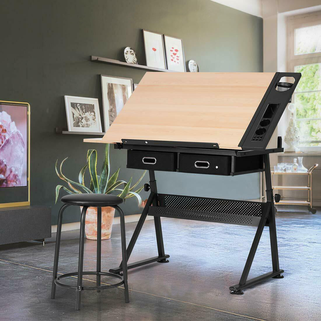 Reclining drawing table with gift chair-4