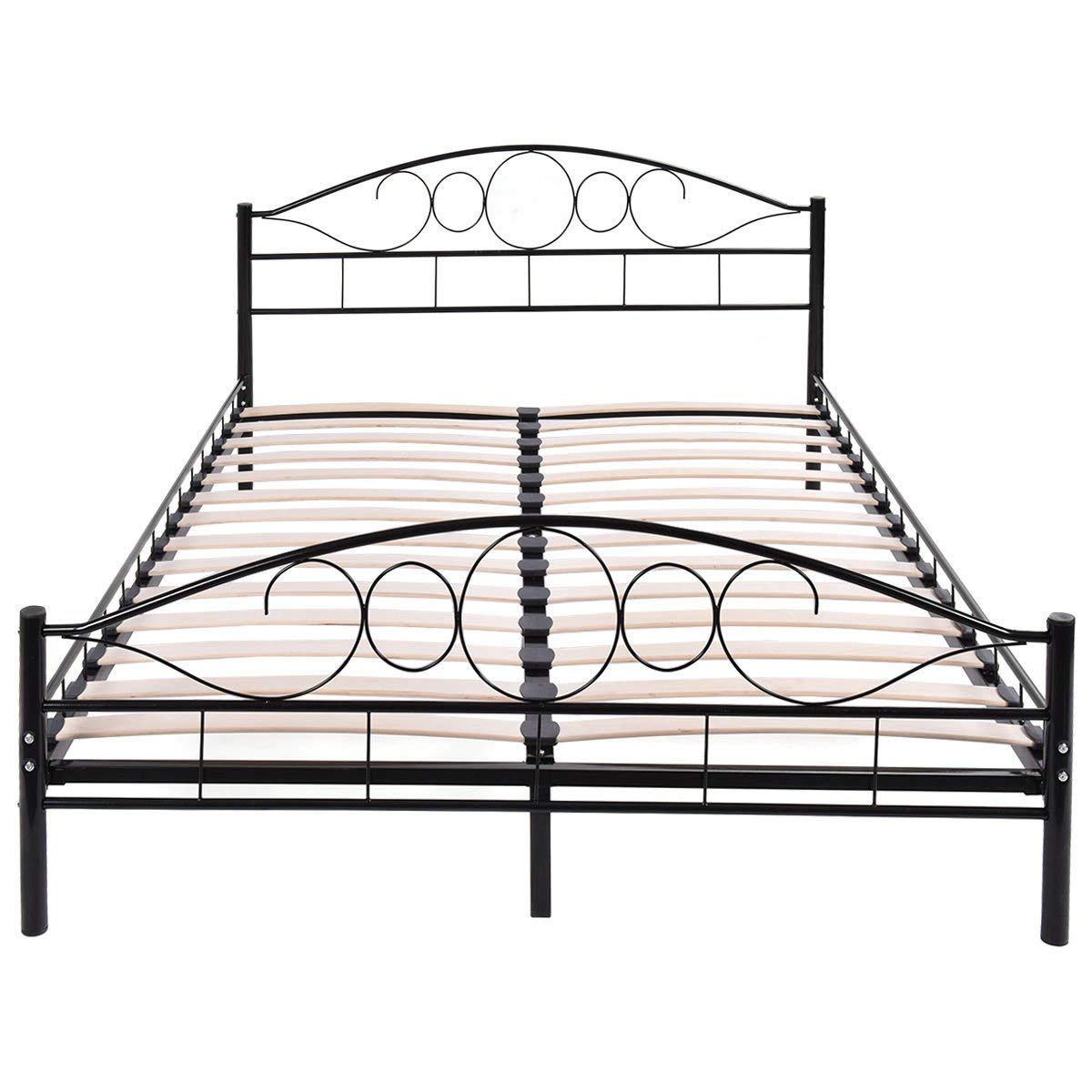 Mimi metal bed frame with gift bed grid in several sizes and colors-Black 160x200cm-2