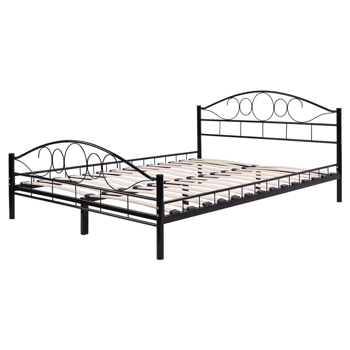 Mimi metal bed frame with gift bed grid in several sizes and colors-Black 160x200cm-1