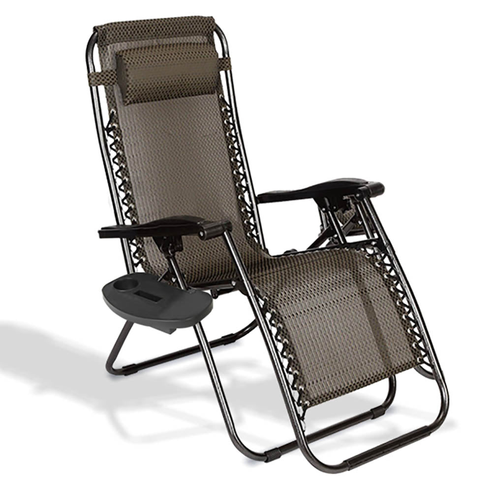 Zero gravity garden chair with gift cup holder, 2 pcs-grey-1