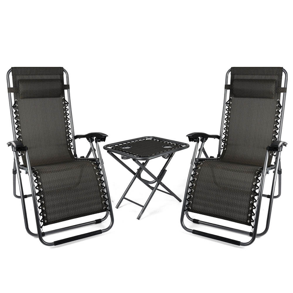 2 zero gravity garden chairs with table-0