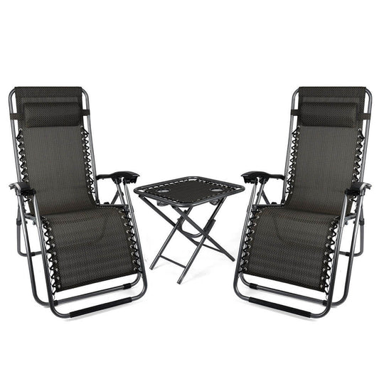 2 zero gravity garden chairs with table-0