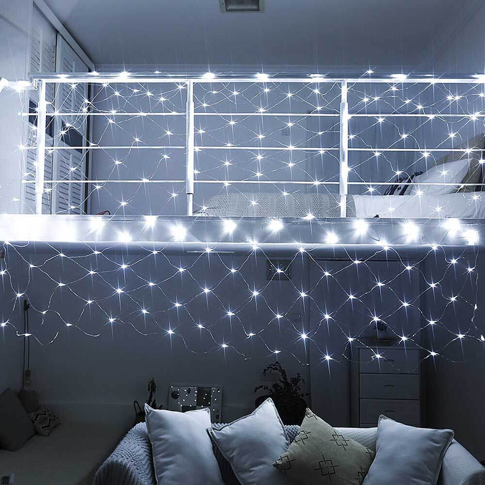 128 LED mesh light string, in 2 colors - cold white-4